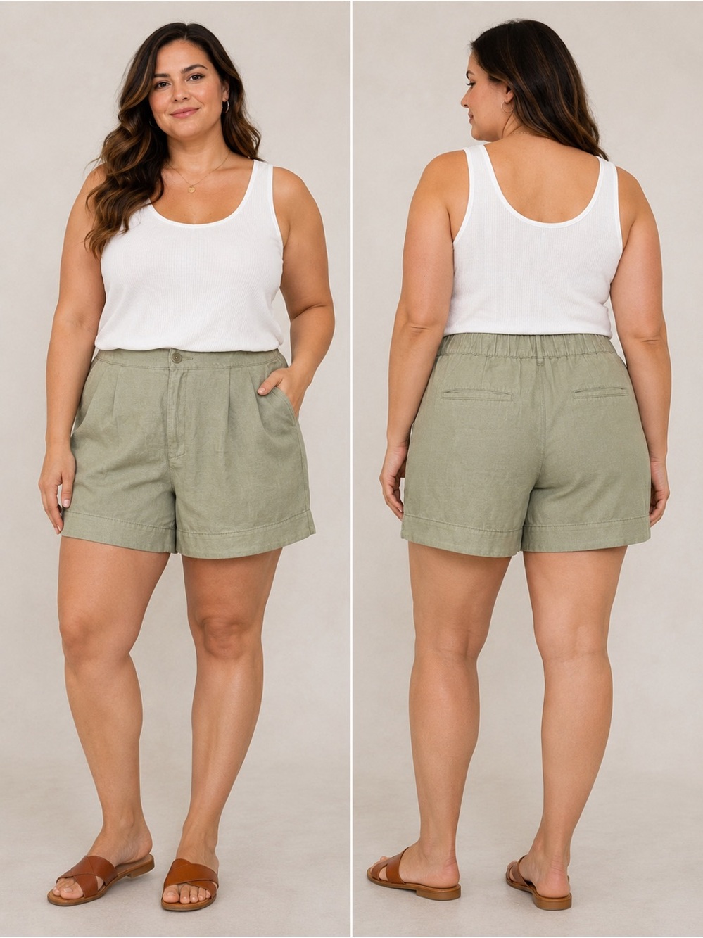 Joie Light Olive High-Rise Women's Shorts